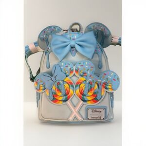NWT Loungefly Disney Mini Backpack & Wallet Set - Mickey & Minnie‎ Lollipop Blue